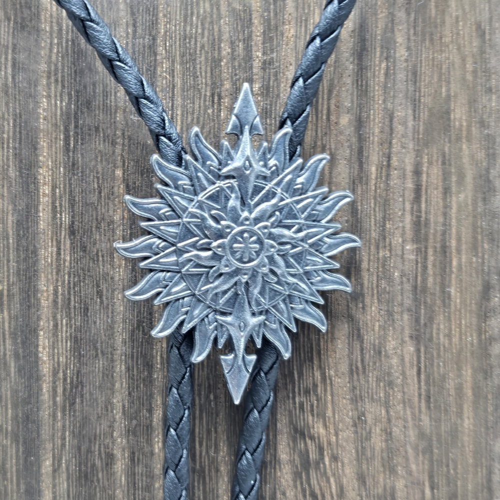 Western Wear Silver Tone Faux Sun Arrow Design Bolo Lariat Tie Men's Accessories